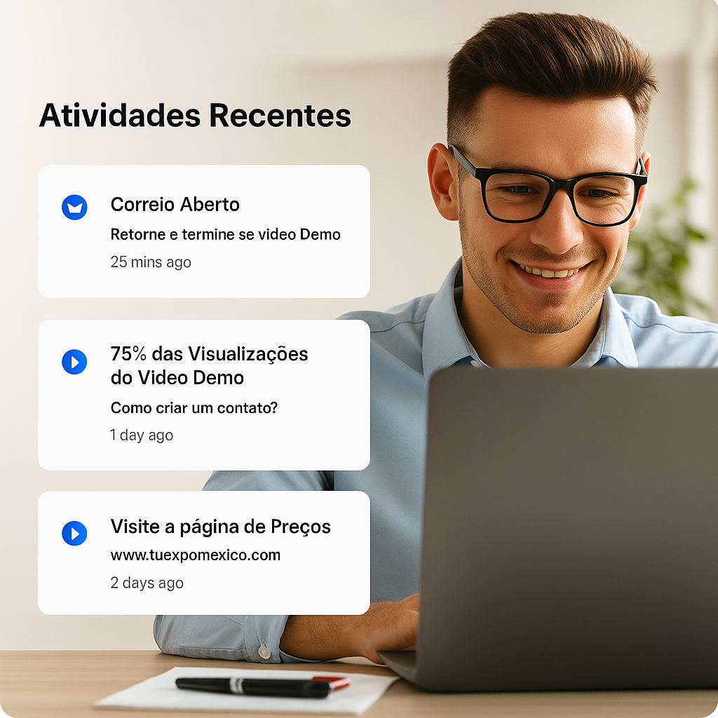 Atividades recentes de CRM